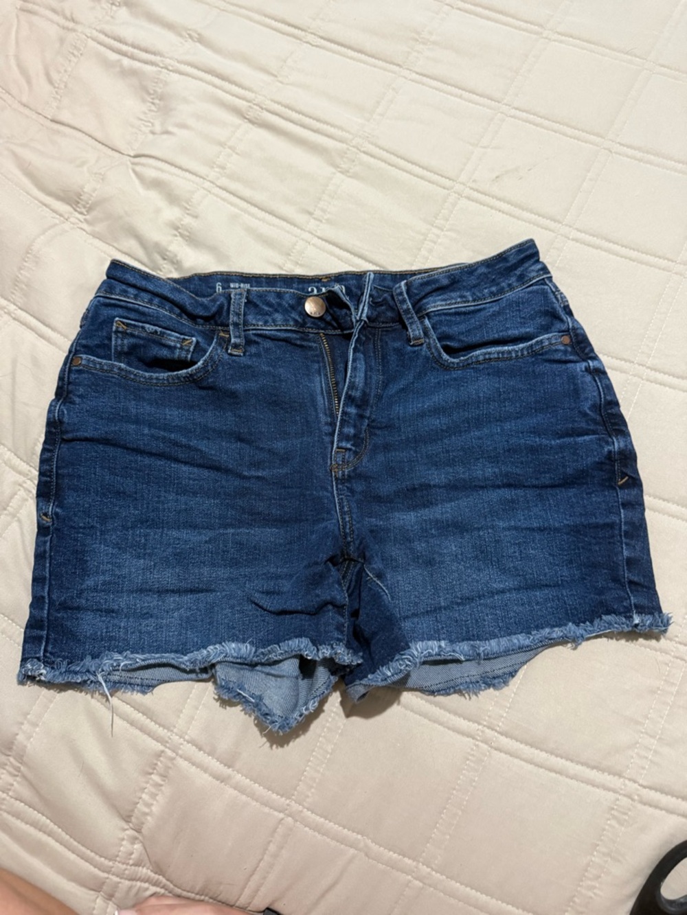 a.n.a Dark Blue Frayed Hem Denim Shorts